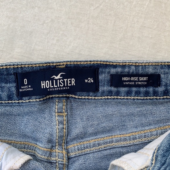 Hollister Distressed High Rise Vintage Stretch Jean Mini Skirt - Picture 7 of 13